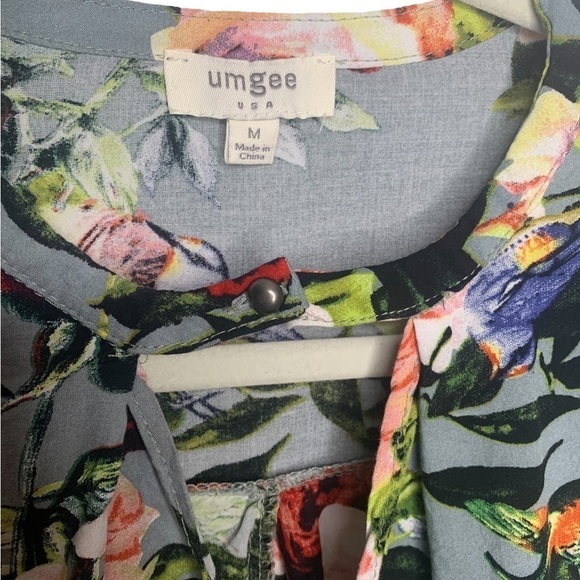 Umgee Women's Boho Floral Bohemain Keyhole Chic 3/4 Bell Sleeve Dress Size Med - Picture 2 of 6